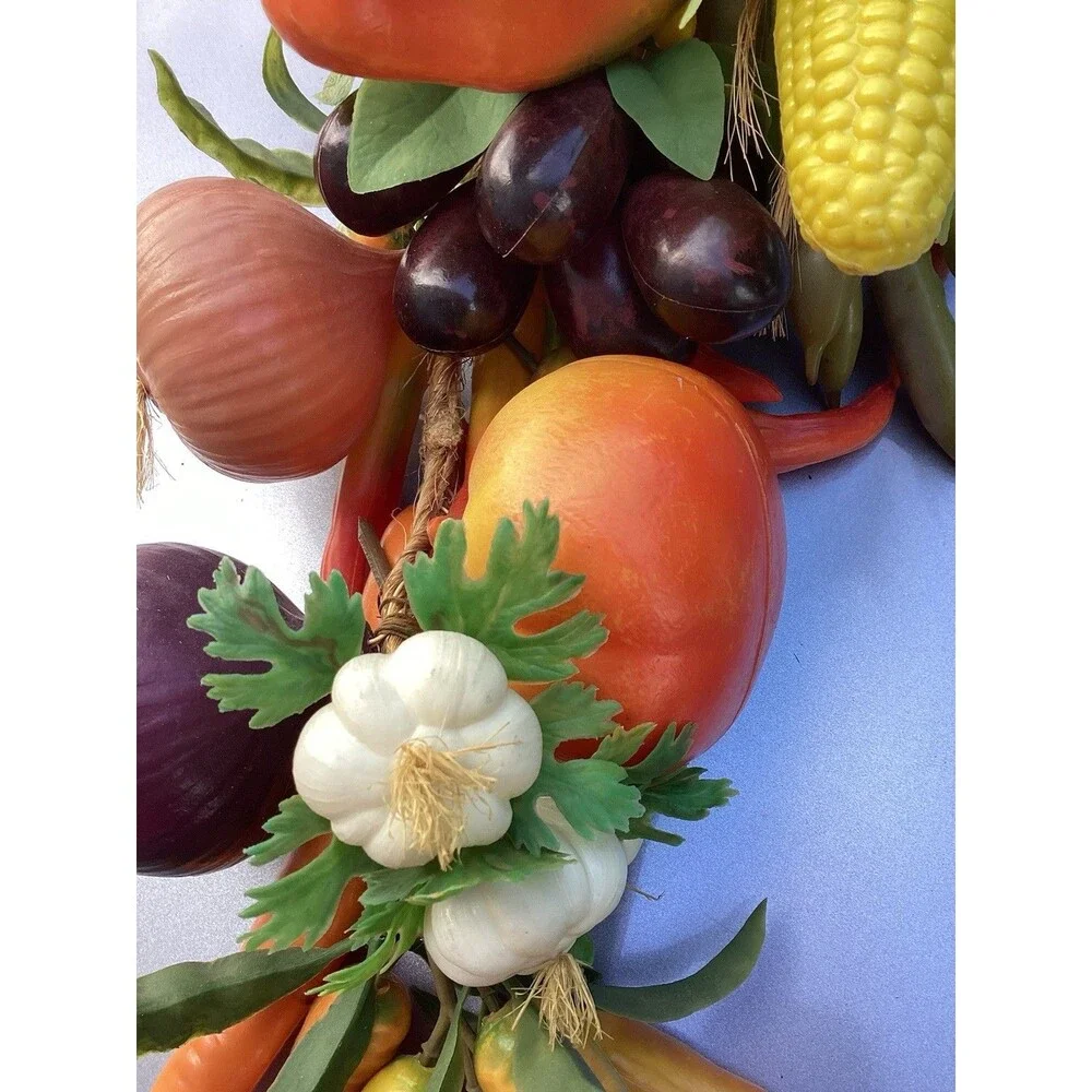 Farmhouse Plastic Vegetables On Braided Rope Hanging Decor/Garland 23